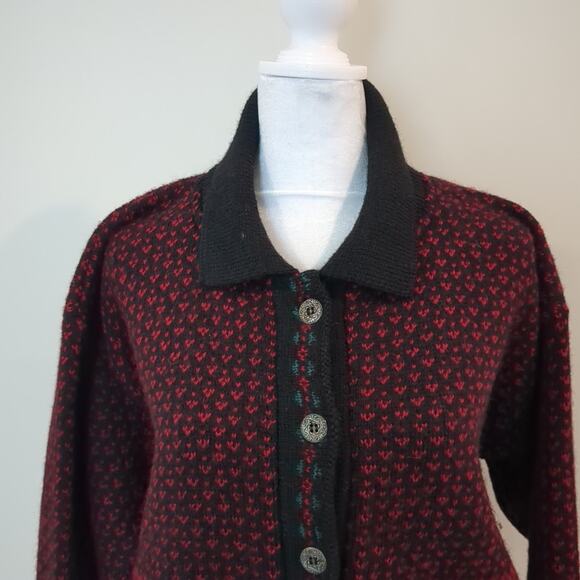ALPS Nordic Wool Metal button Cardigan Sweater Women's L Vintage USA made - Picture 2 of 12